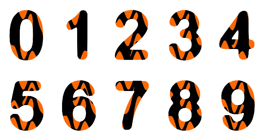Picture of Mathematical Numbers in Orange and Black