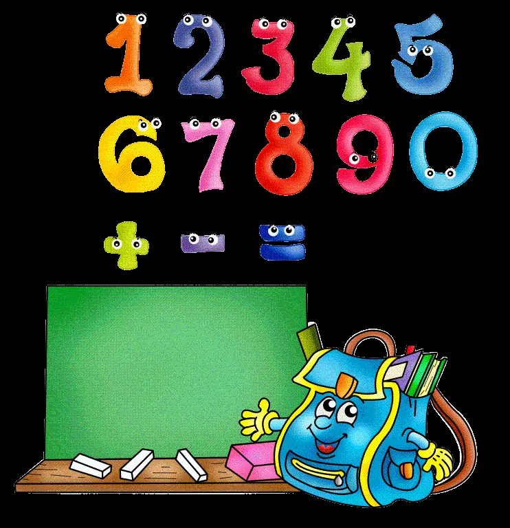 Colorful Math Numbers and Blackboard for Printing