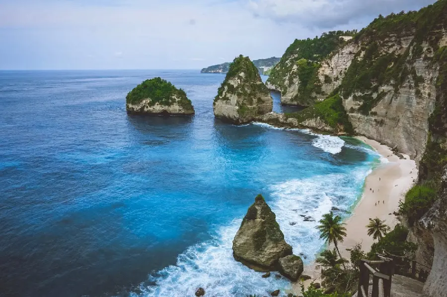 4k image of the dreamy blue beach of the sea on the island of Bali, Indonesia