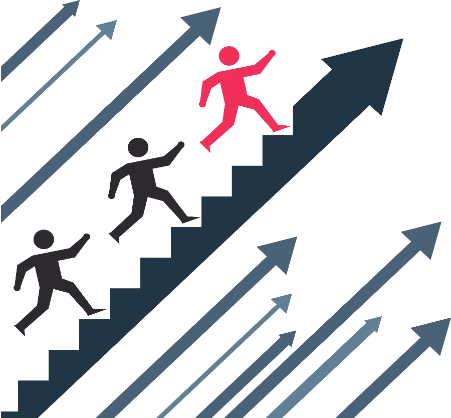 Motivational backgroundless image of upward staircase arrows