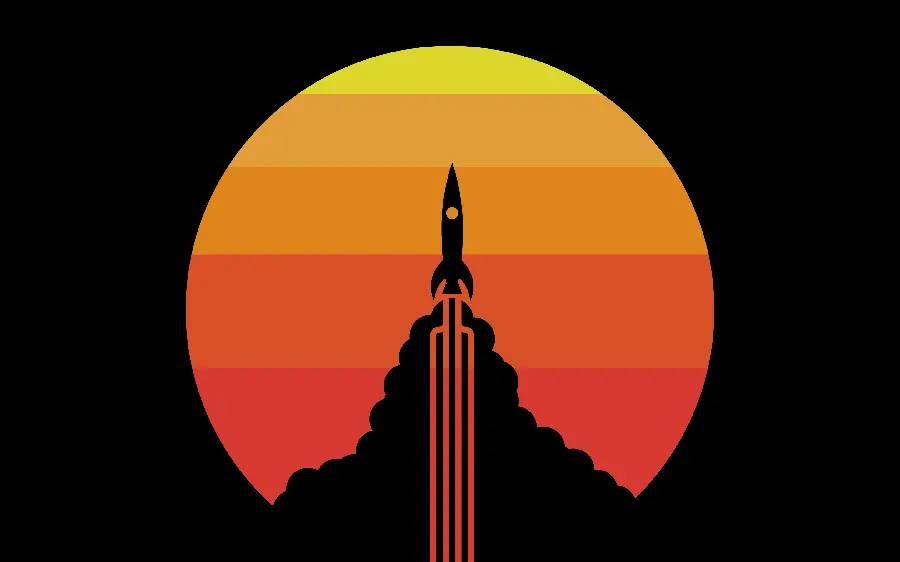 Fantasy photo of a rocket at sunset with special quality
