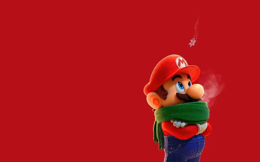 Red background of the new Super Mario movie for laptops and computers