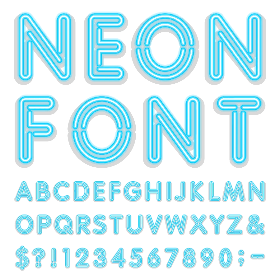 Photo of English letters in neon design