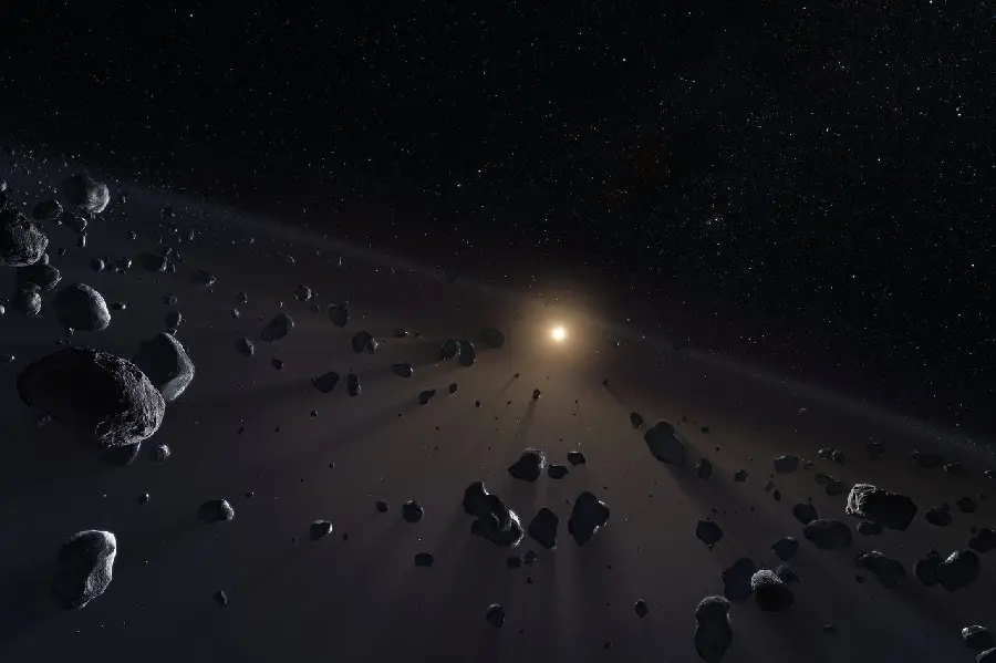 Special photo of the asteroid belt with a dark background of the galaxy 2023