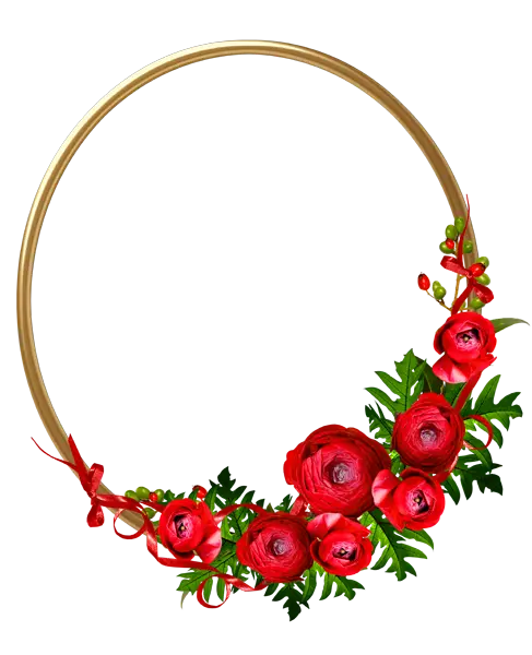 Hollow circular red flower ring for editing