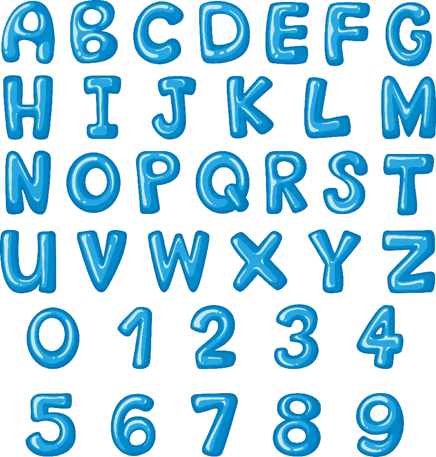 Picture of English letters with blue letters