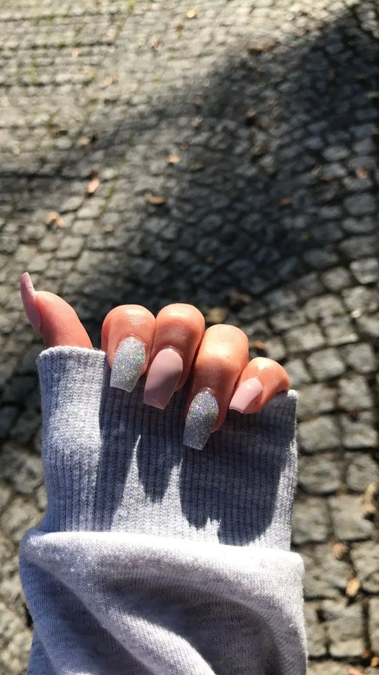 Stylish Girls' Nail Designs in Pink and Silver with a Crown Trend
