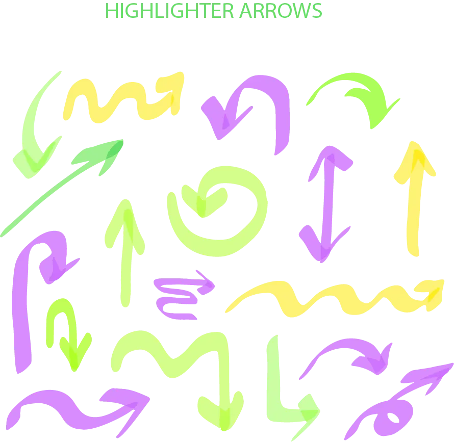 PNG Highlighter Arrows with beautiful colorful highlighter design