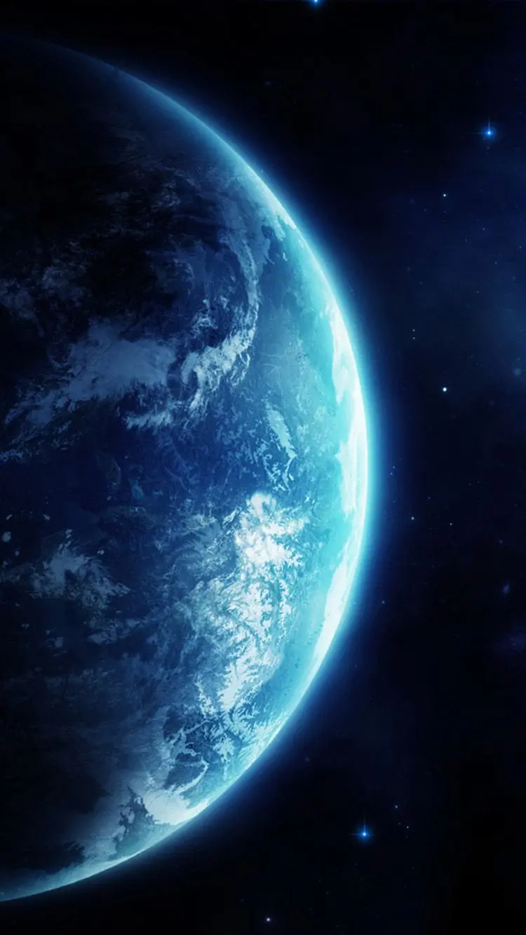 A magnificent graphic view of the bright half of the Earth in HD quality