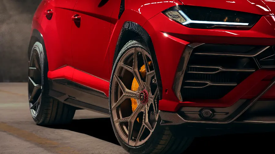 Photo of red Lamborghini SUV wheels