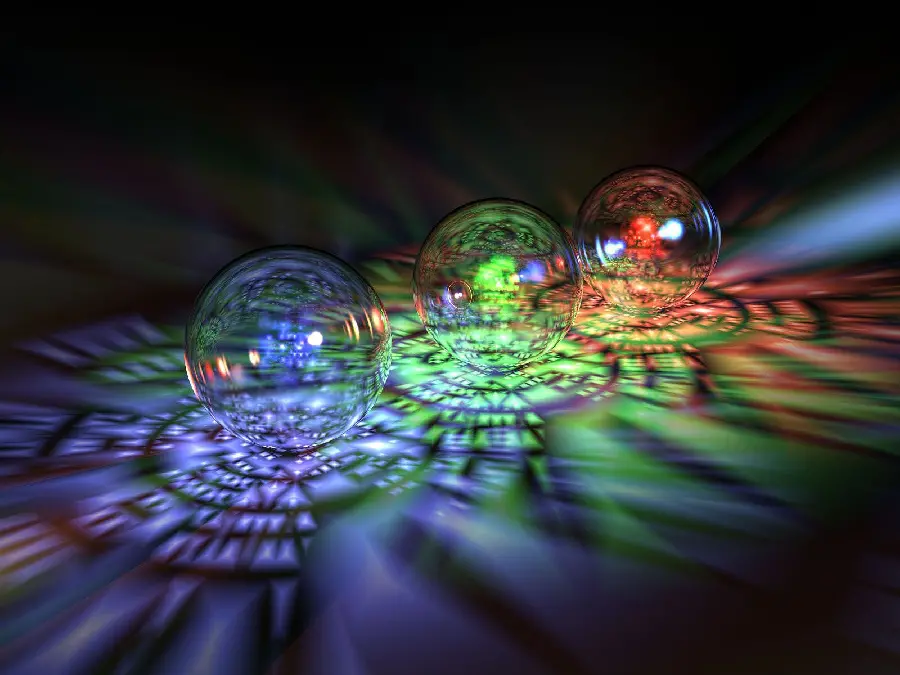 Lovely Background of Glass Marbles with Beautiful Light Red Green Purple