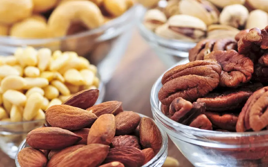 Picture of almonds and various nuts with many properties