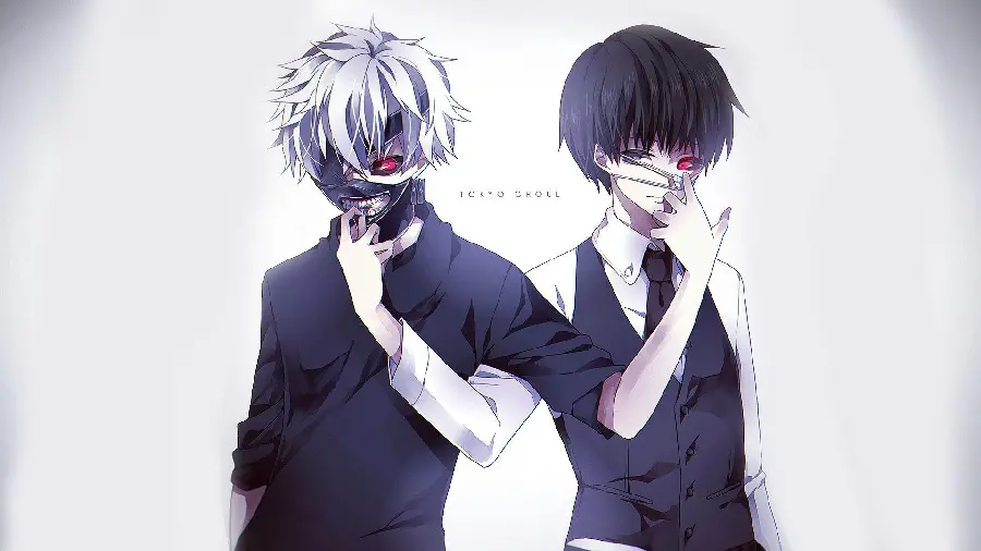 Anime picture of two attractive boys in the game Tokyo Ghoul