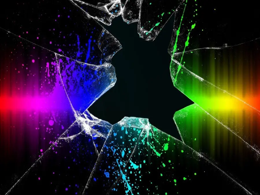 Rainbow Broken Glass Background with Black Background for All Tablets