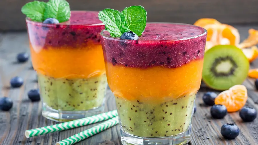 Three-color fruit dessert photo for juice shop sign 1401