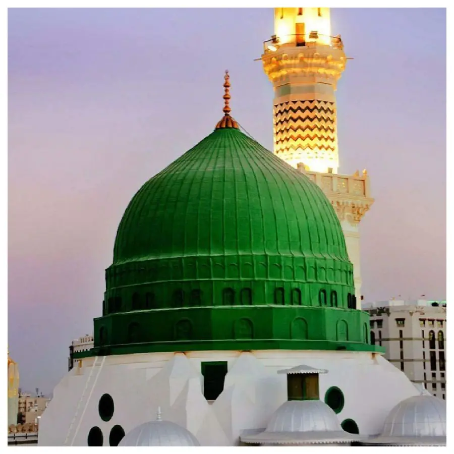 Spiritual View of the Prophet's Mosque with Green Dome for Profile