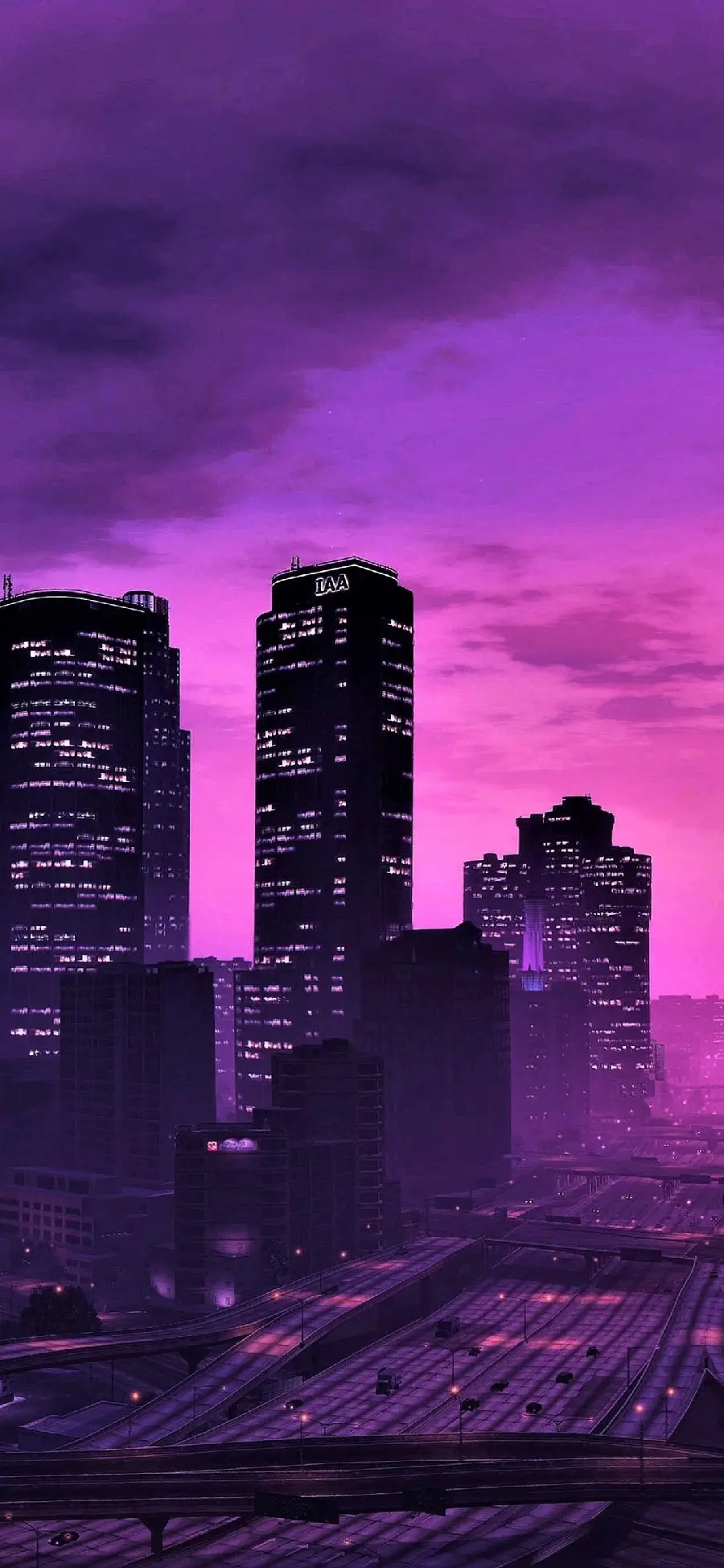Latest Purple Graphic Background with City Design