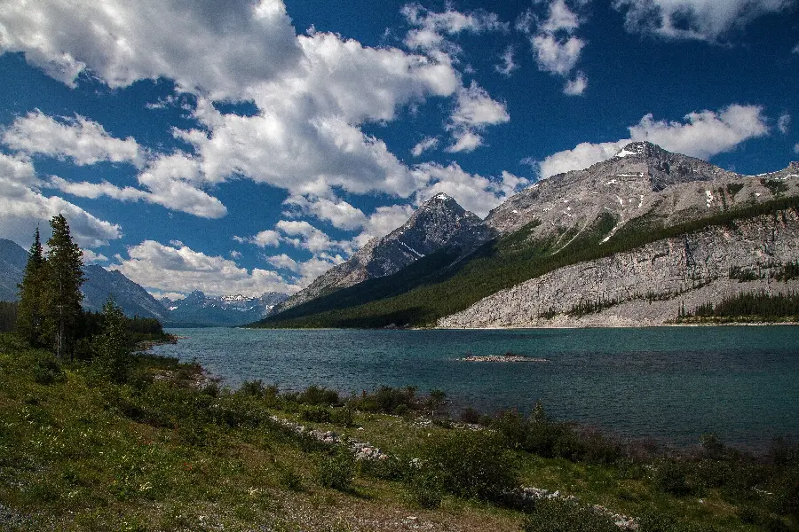 Beautiful nature poster with a wide river design next to the mountain