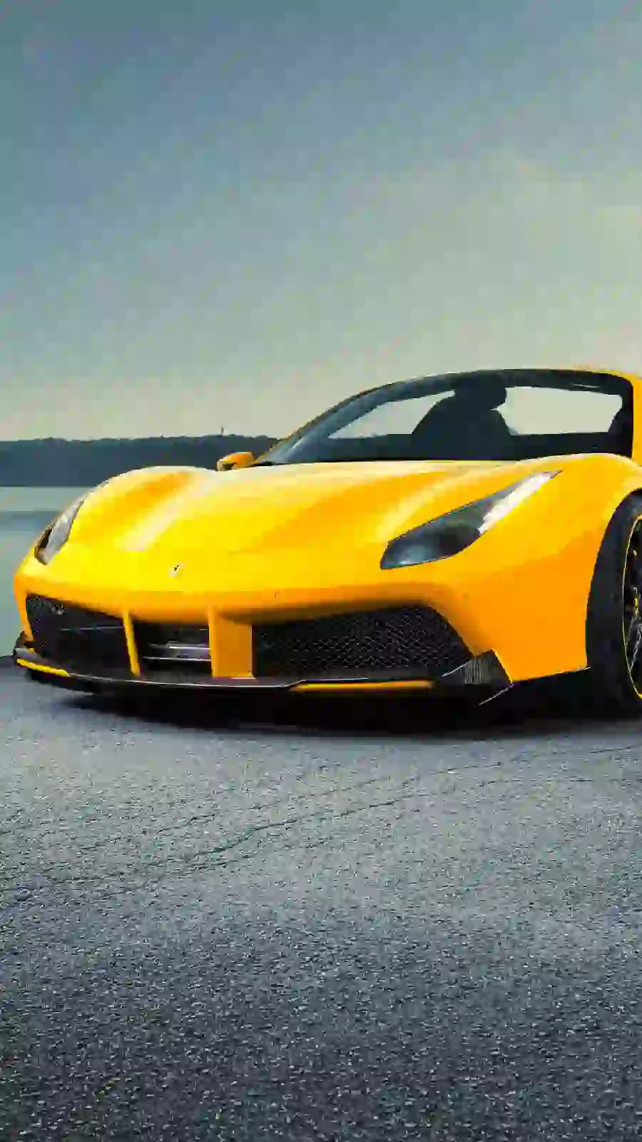 4K photo of yellow Ferrari suitable for the phone 