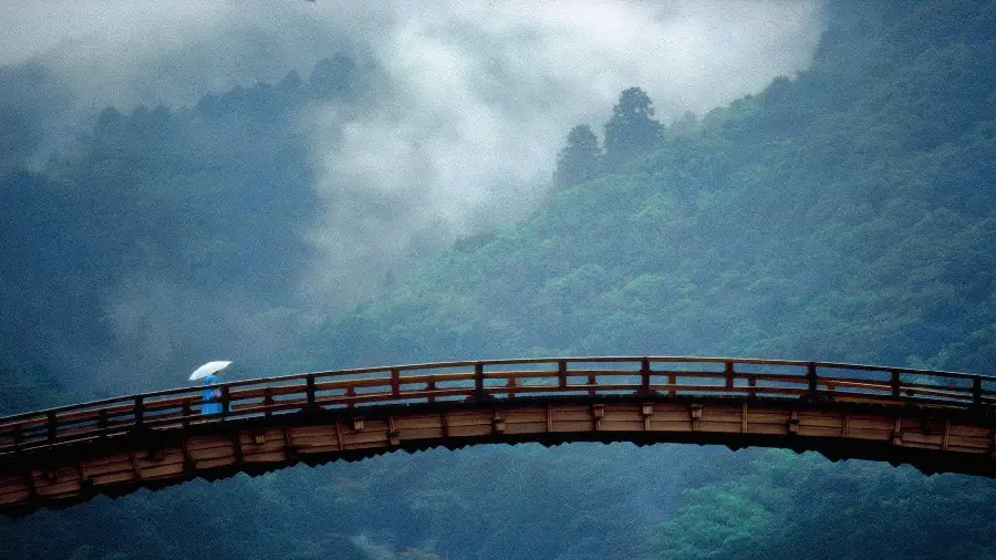 Photo of beautiful bridge in Japanese nature
