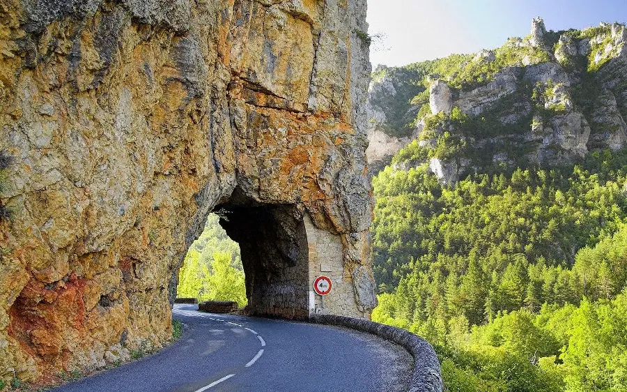 Very interesting HD image of a small tunnel in the mountain for the road