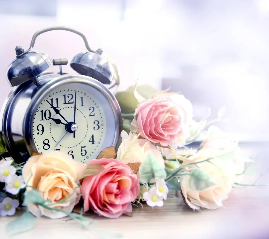 Latest iPhone background with flower design and clock