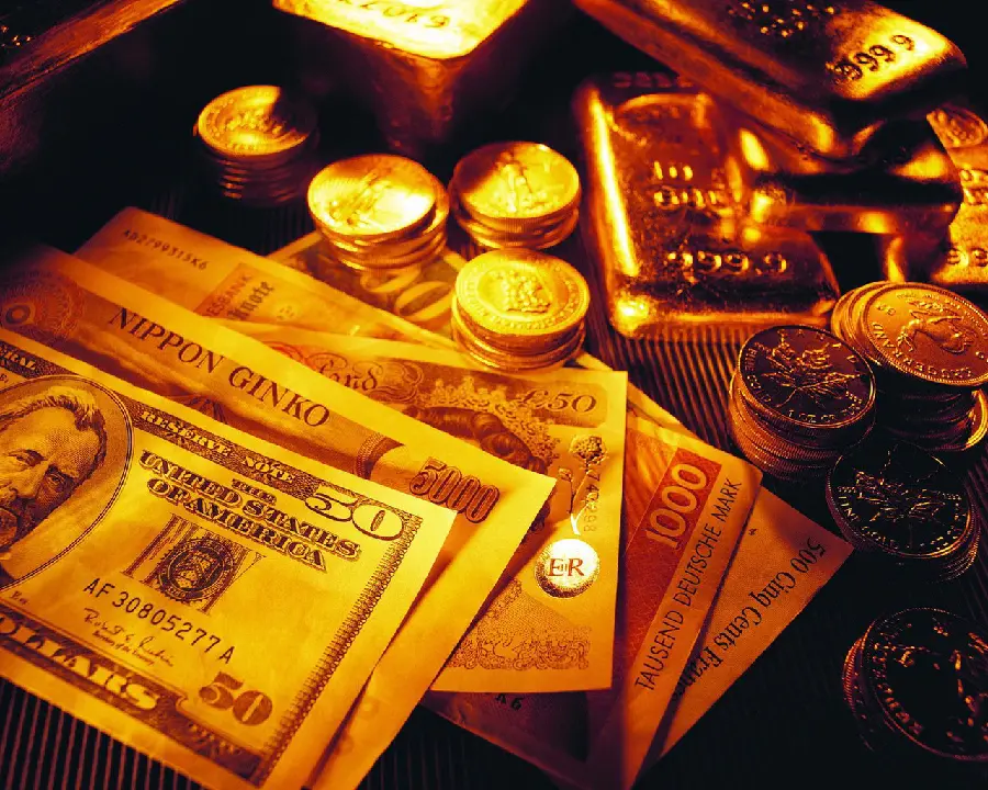 Lovely and shiny picture of money and coins with a golden theme Full HD 