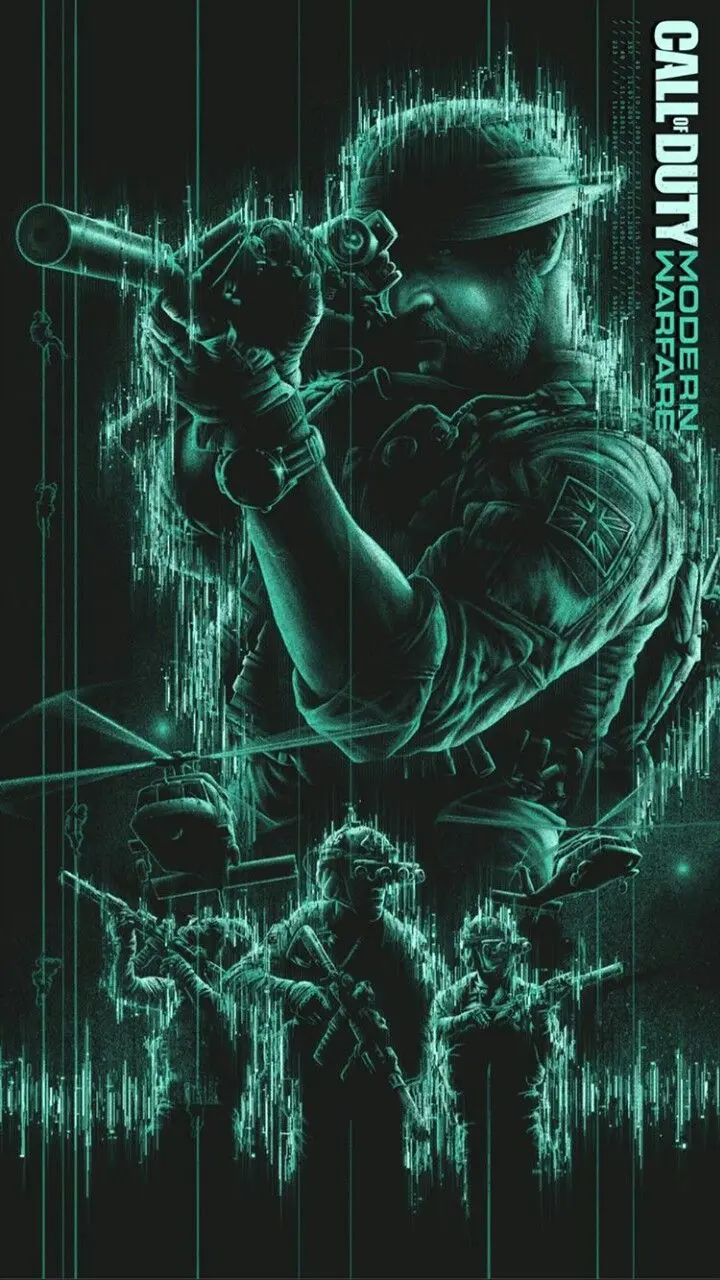 The most downloaded background photo of the game Call of Duty with a neon theme