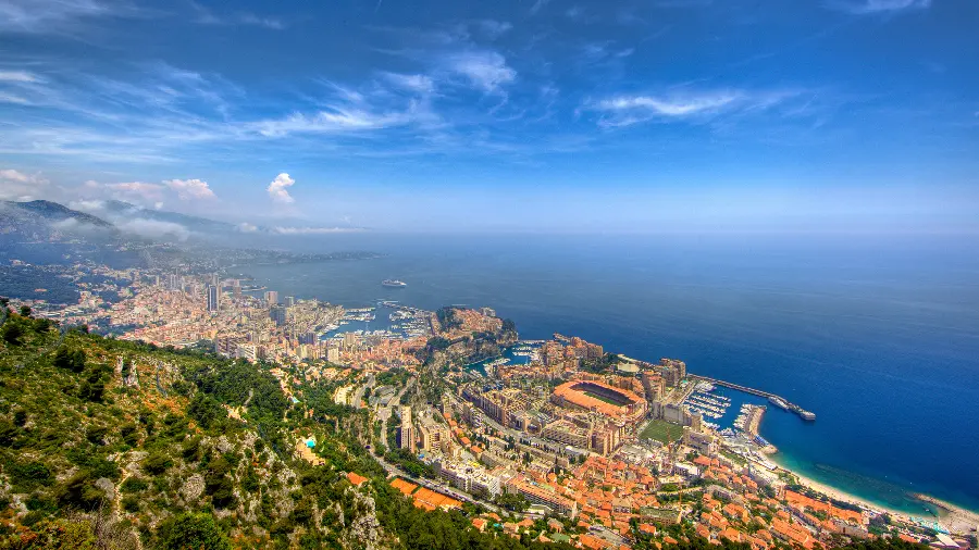 Photo of the Spanish sea coast from above with modern architecture of houses
