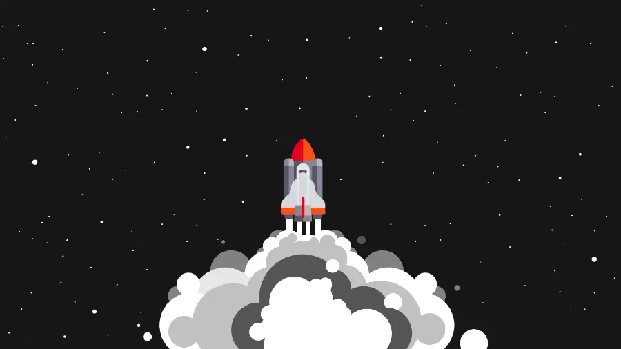Funny digital painting of a rocket launch into space in high quality