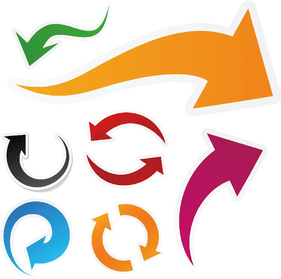 Download raw vector of various rotating and colorful arrows and arrows 2023