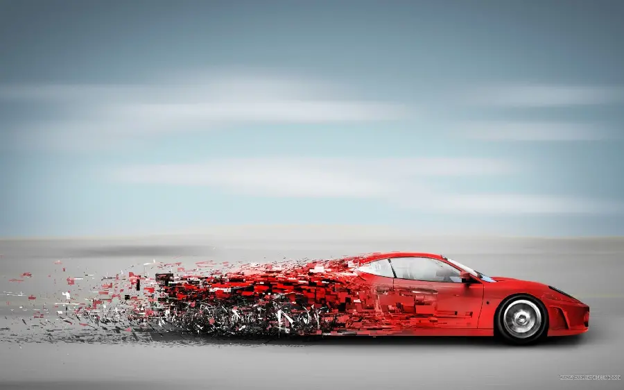 Beautiful computer photo of a red car with excellent quality 
