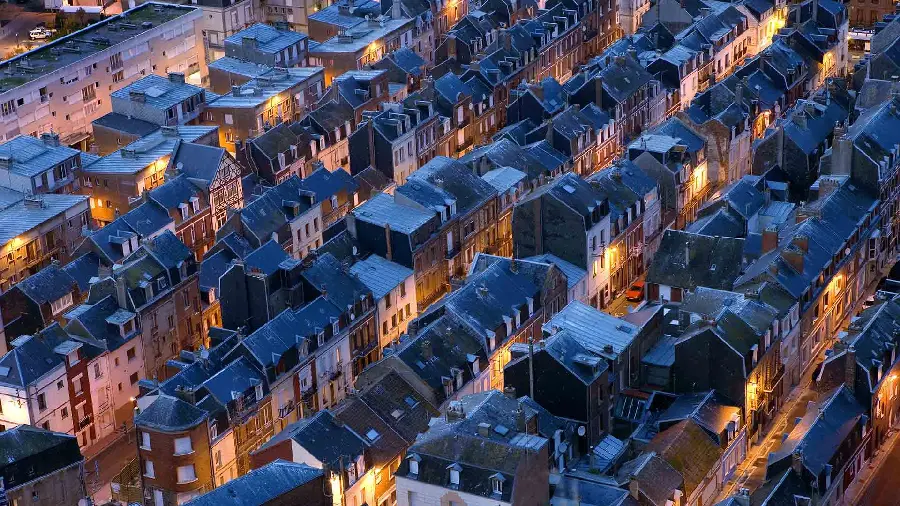 Amazing background of beautiful houses with bright lights