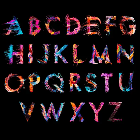 Picture of English letters in wave design