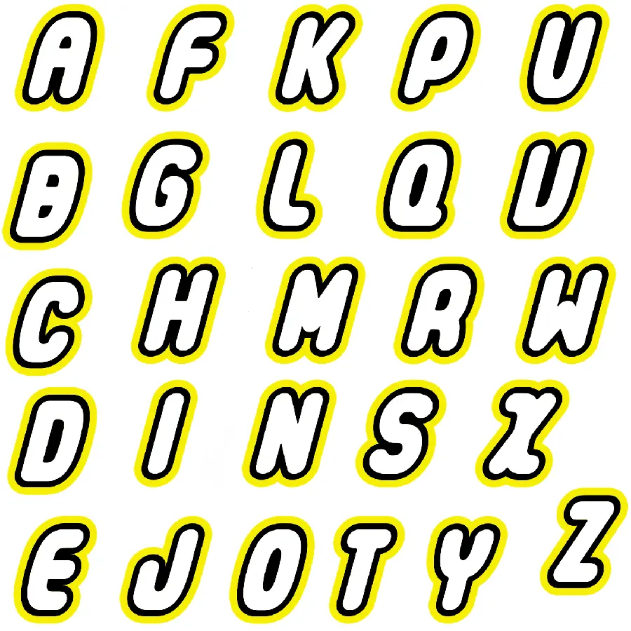 Photo of English letters in round yellow