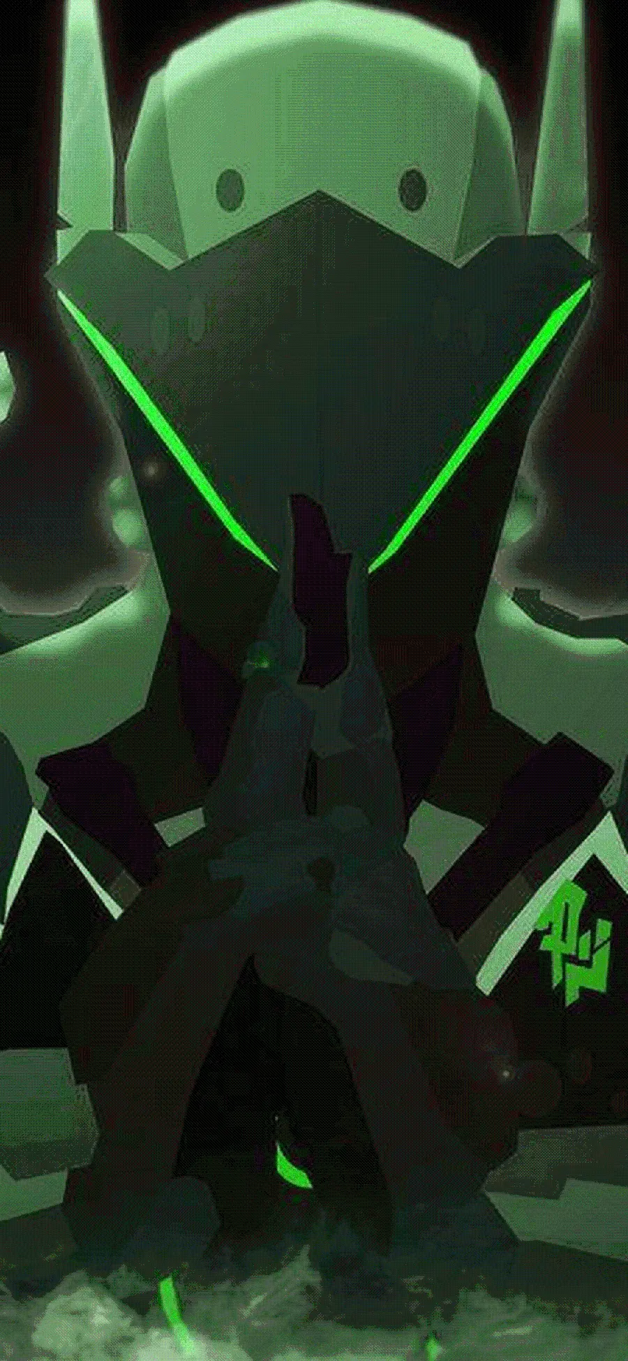 Green and black image with design Ninja for IPhone Background