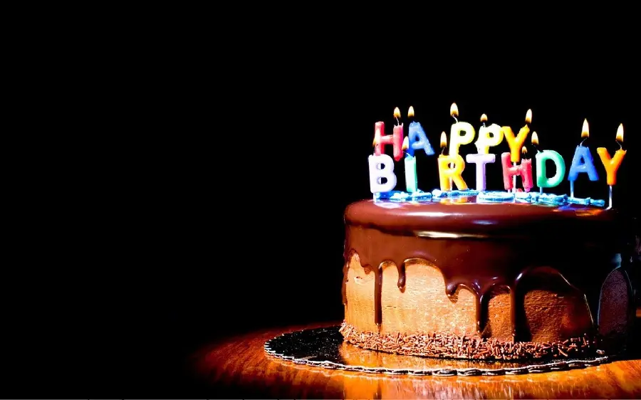 A photo without text of a delicious chocolate birthday cake suitable for congratulations