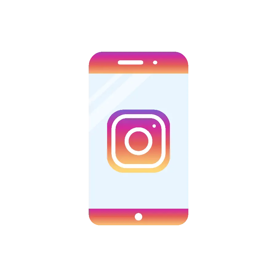 Instagram logo on the phone screen