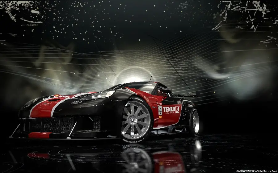 Amazing and interesting wallpaper of a black and red car with big tires 