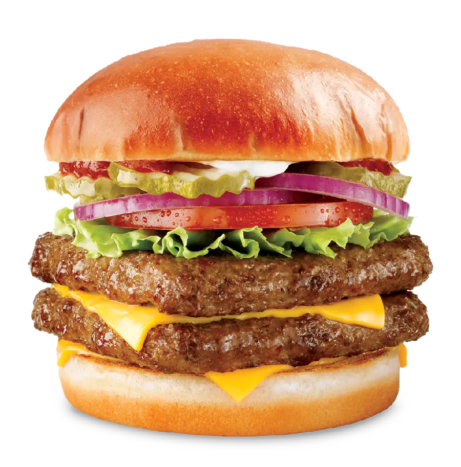 Double-decker meat hamburger in png format suitable for advertising