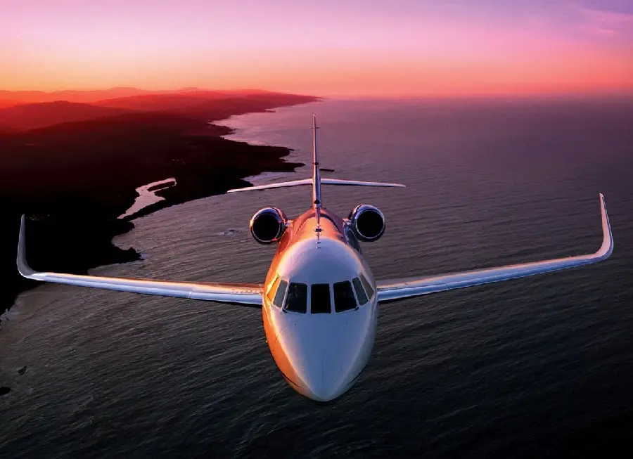 Photo of a private plane in the sky