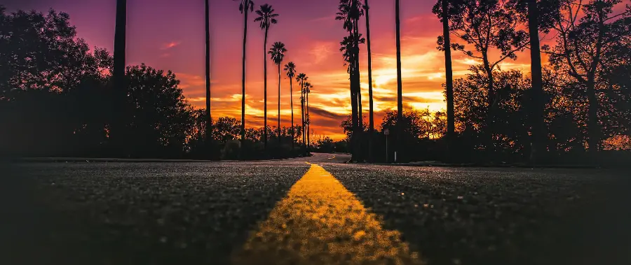 Road and sunset photo