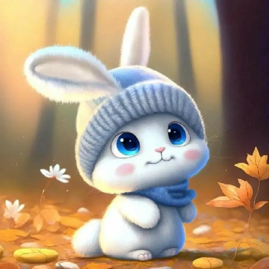 Profile Picture of a White Rabbit with Beautiful Blue Eyes