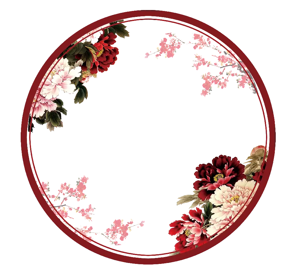Circular photo for editing with beautiful flowers in high quality