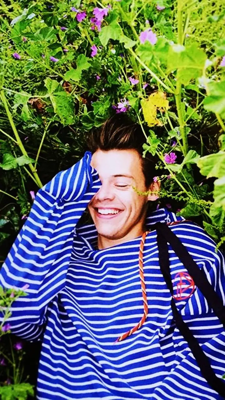 Harry Styles's pleasant laugh in nature in excellent 4K quality