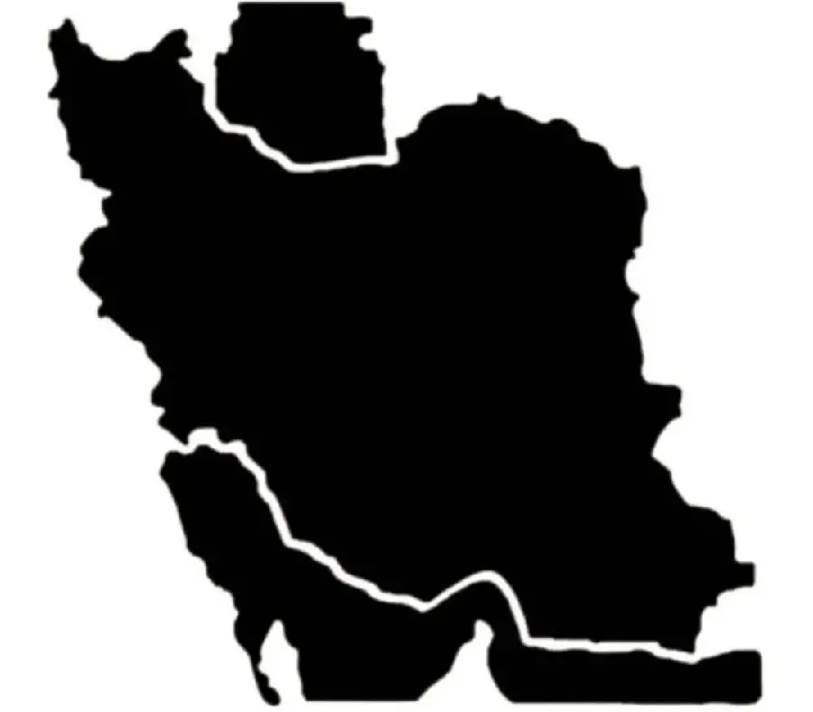 Download cropped photo of Iran map in black with sea