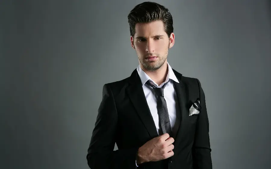 Handsome boy profile picture in black suit