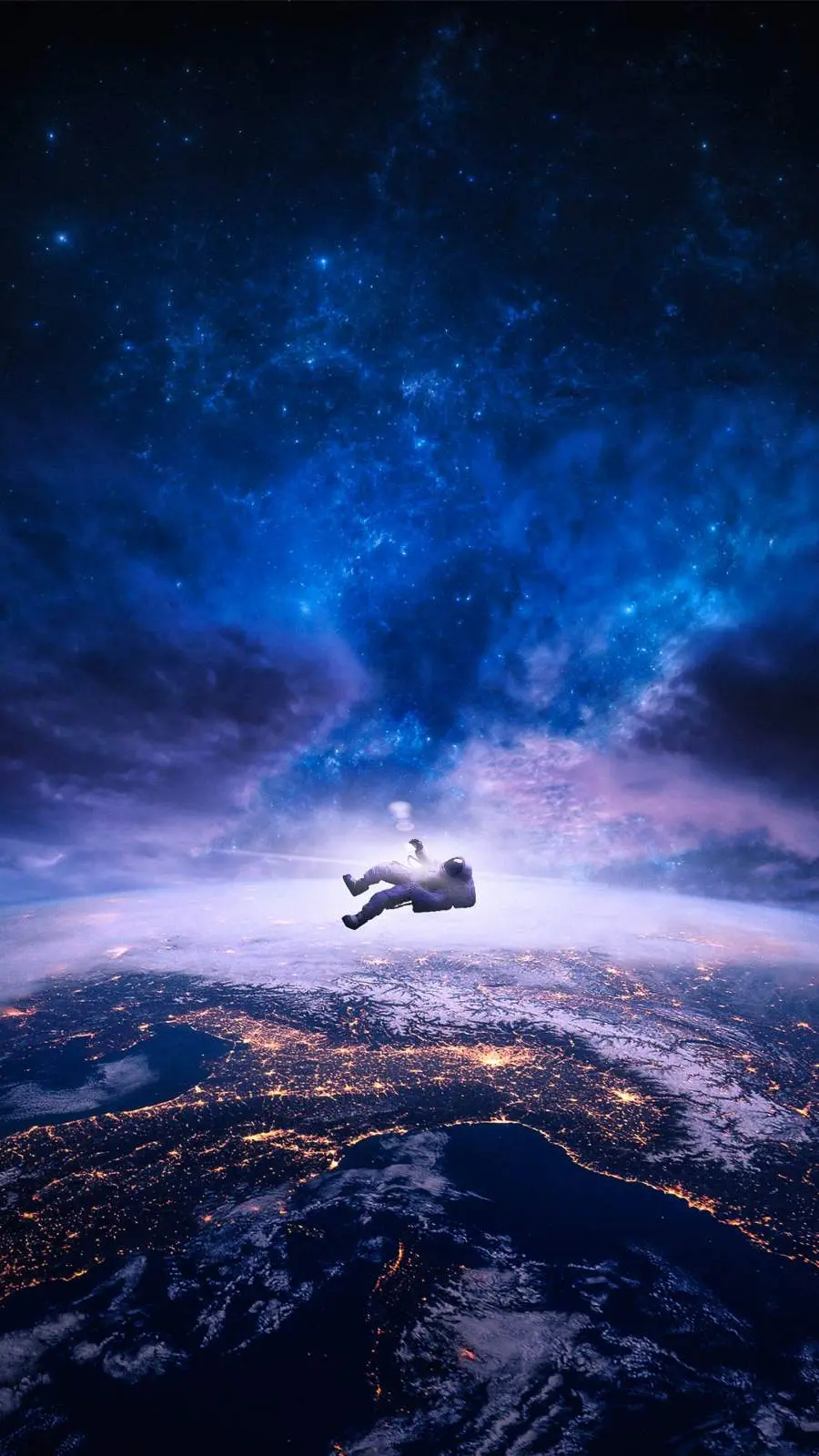Spectacular astronaut fall image for HD quality background