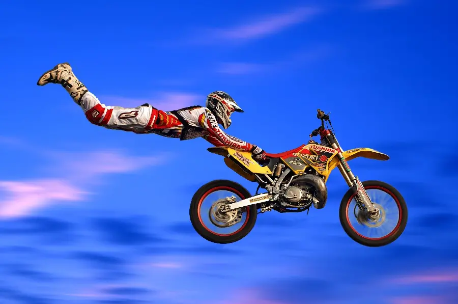 Photo of a motorcycle stunt