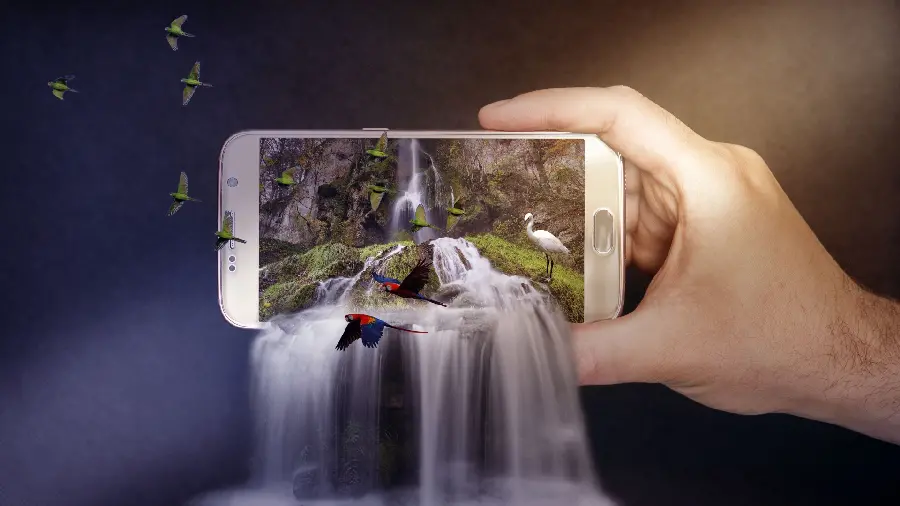 Download Wallpaper Fantasy Waterfall Falling from the Phone